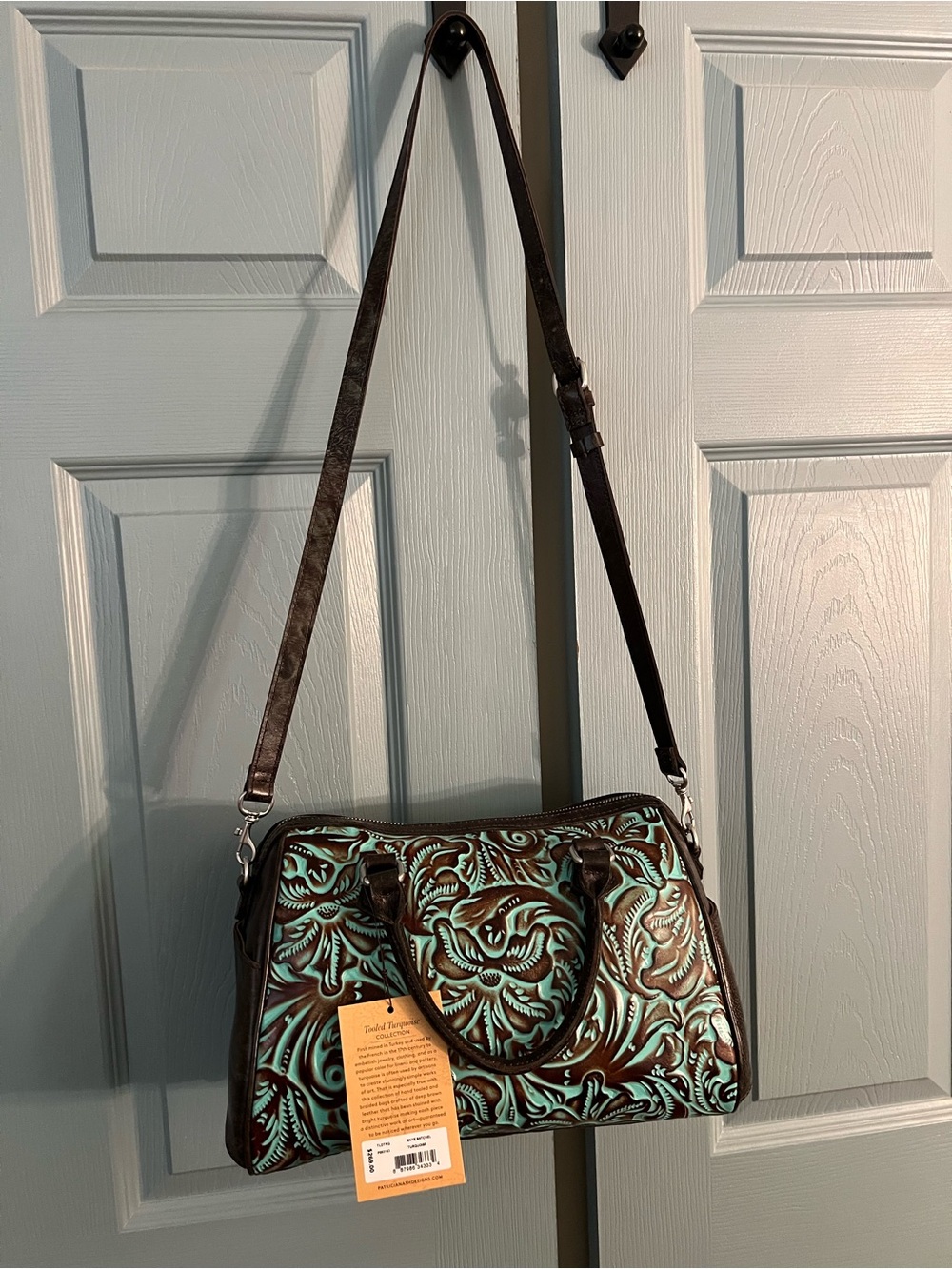 Patricia Nash Skye Satchel Turquoise.